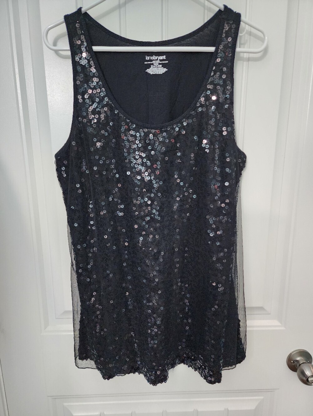 Lane Bryant Black Sequin Scoop Neck Tank, Size 14/16